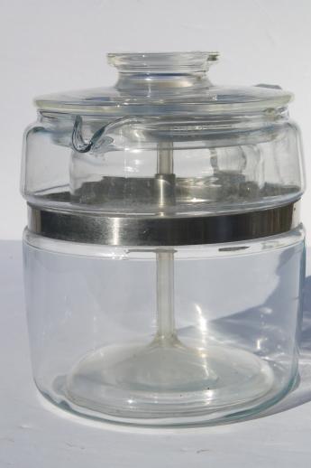 vintage Pyrex flameware 7756-B stovetop percolator, clear glass coffee pot 