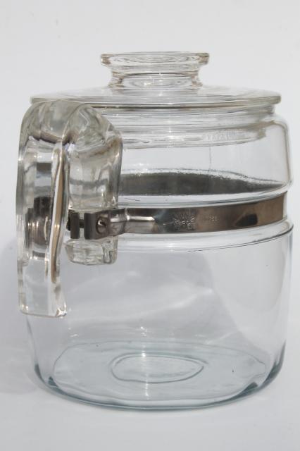 vintage Pyrex flameware 7756-B stovetop percolator, clear glass coffee pot