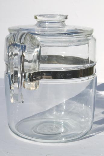 vintage Pyrex flameware 7759-B stovetop percolator, clear glass coffee pot