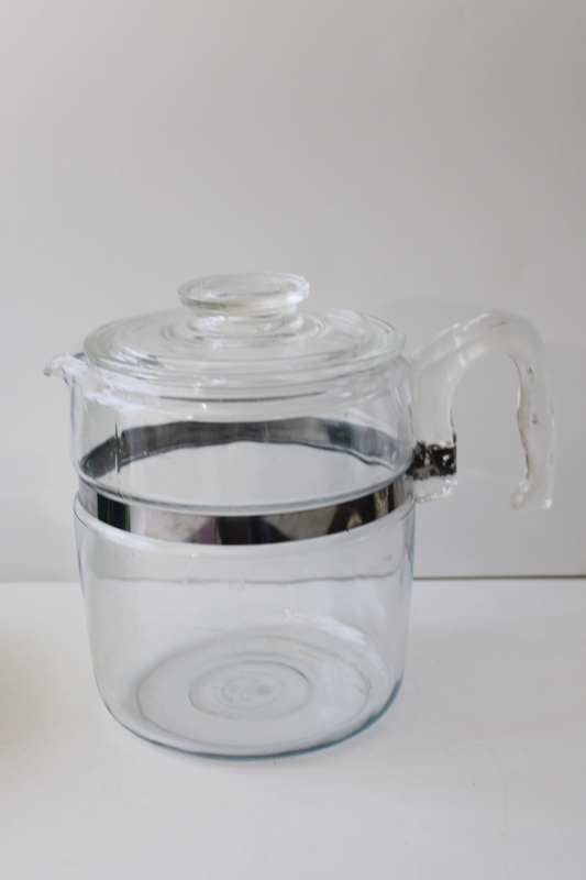 Vintage Clear 9 Cup Pyrex Stovetop Coffee Percolator Pot with Glass Brewing  Insert