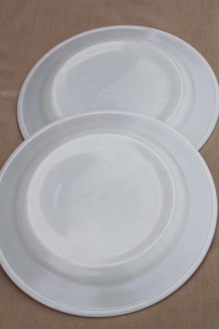 vintage Pyrex restaurant ware plates, milk glass w/ butterfly gold go-along border