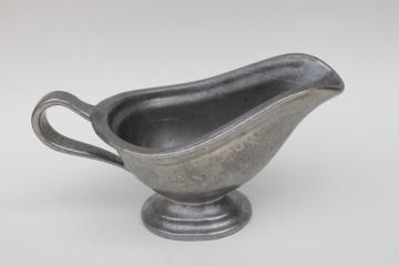 vintage RWP Wilton Armetale pewter pitcher, sauce or gravy boat, traditional colonial style