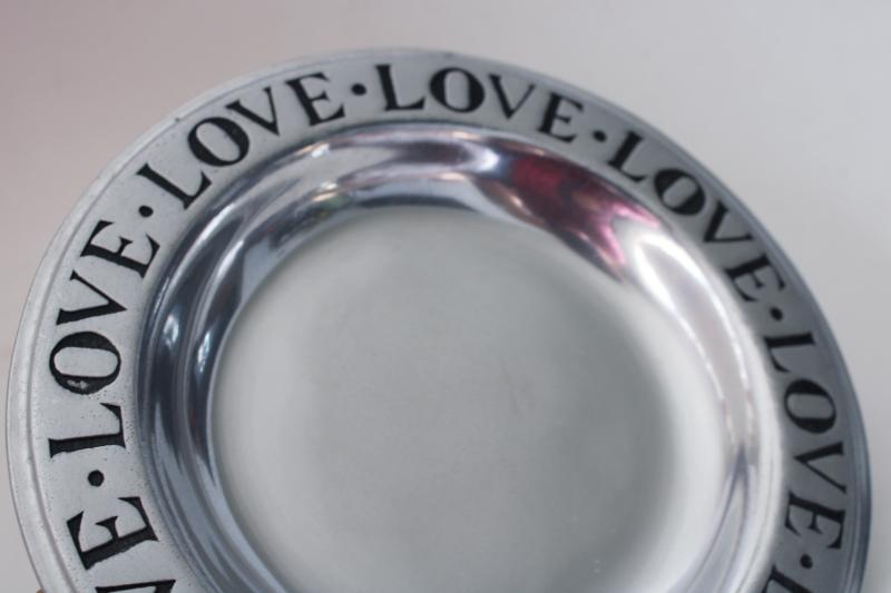 vintage RWP Wilton Armetale pewter plate, Love Love Love all around
