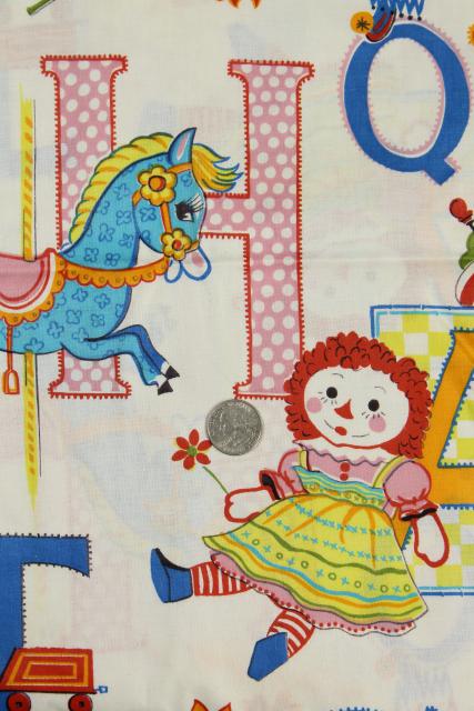 vintage Raggedy Ann & Andy print fabric, polished cotton 2+ yards
