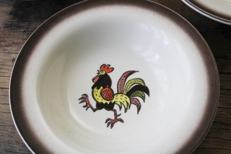 vintage Red Rooster Metlox Poppytrail California pottery bowls set of 6