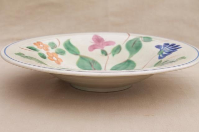 vintage Red Wing pottery dinnerware, large shallow serving bowl, Orleans floral