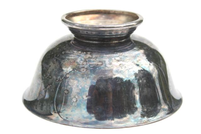 vintage Reed & Barton enameled silver plate Revere bowl w/ aqua blue enamel interior
