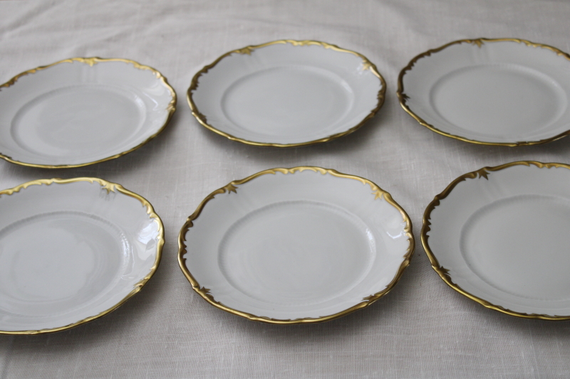 vintage Reichenbach baroque gold edged china, set of six dessert or bread  butter plates