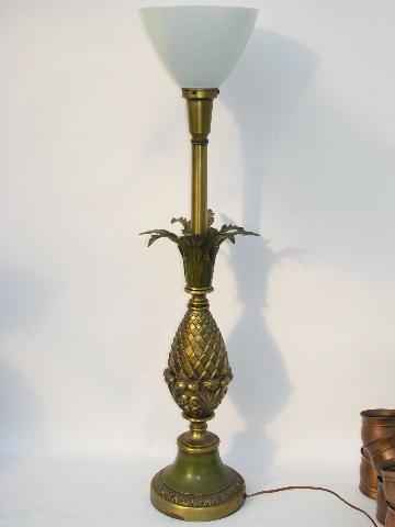 vintage Rembrandt brass pineapple lamp with glass diffuser