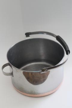 vintage Revere Ware copper clad stainless stock pot w/ bail handle 4-5 quart size
