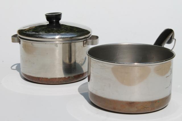 Sold at Auction: 4 Piece Copper Bottom Revere Ware Pots & Pans