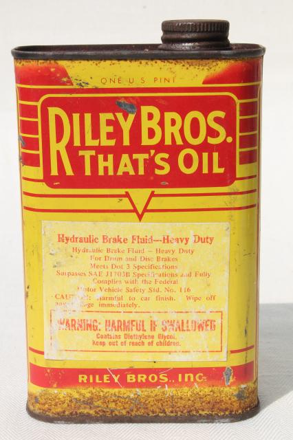 vintage Riley Bros That's Oil can, old advertising tin from garage gas station auto body shop