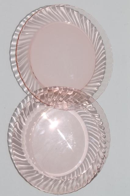 Arcoroc Rosaline Pink glass cups & saucers (4) — Gather