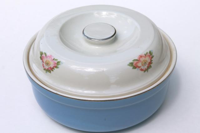 vintage Rose Parade covered mixing bowl casserole dish Hall China Superior Kitchenware