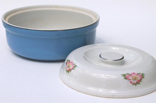 vintage Rose Parade covered mixing bowl casserole dish Hall China Superior Kitchenware