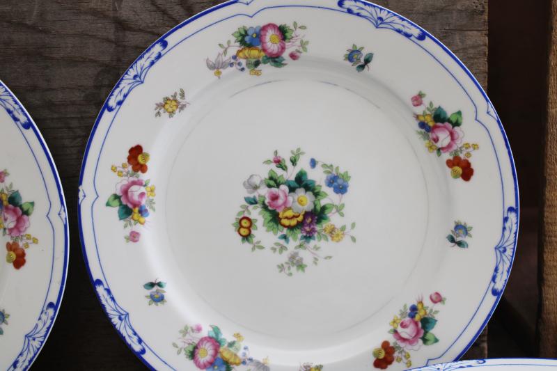 vintage Rosebleu Noritake Japan hand painted china dinner plates, old M mark