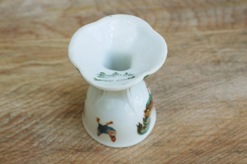 vintage Rosenthal china egg cup, rare rooster pattern tiny chickens green trim