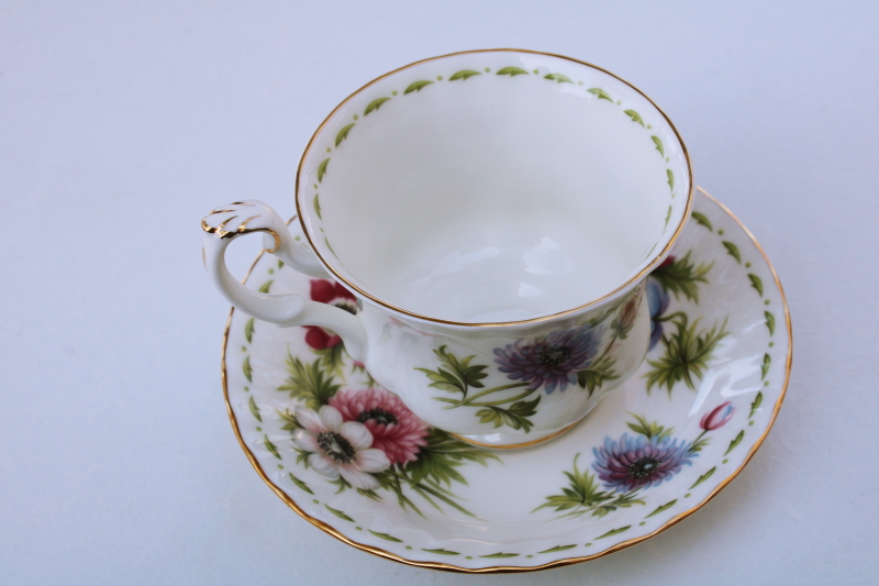 vintage Royal Albert March Anemone birthday flower of the month tea cup  saucer set