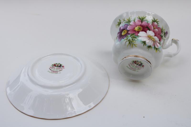 vintage Royal Albert October Cosmos birthday flower of the month tea cup & saucer set