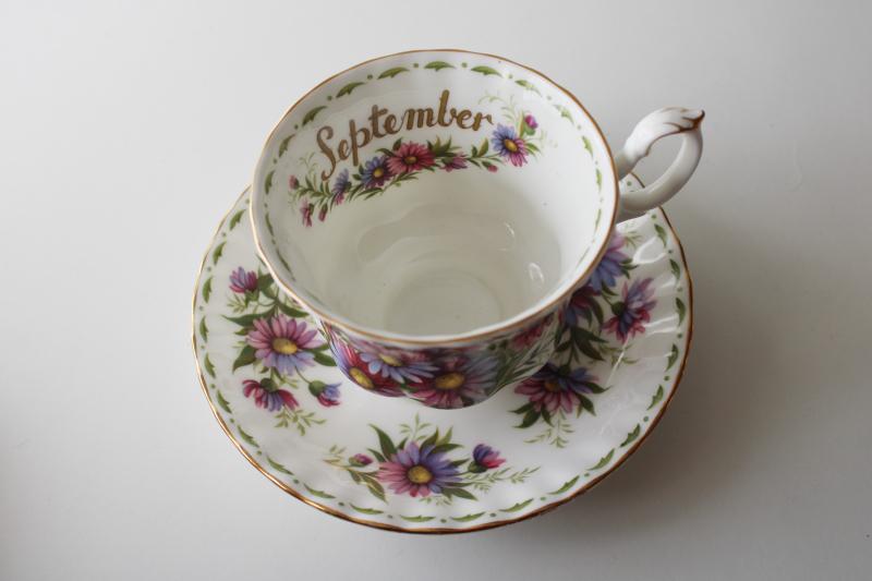 vintage Royal Albert September daisy birthday flower of the month tea cup & saucer set