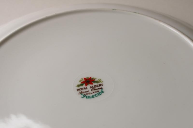 vintage Royal Albert Yuletide handled tray or cake plate poinsettias pattern