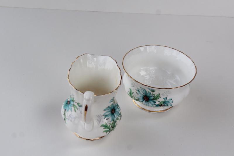 vintage Royal Albert china, Marguerite pattern mini cream pitcher & open sugar