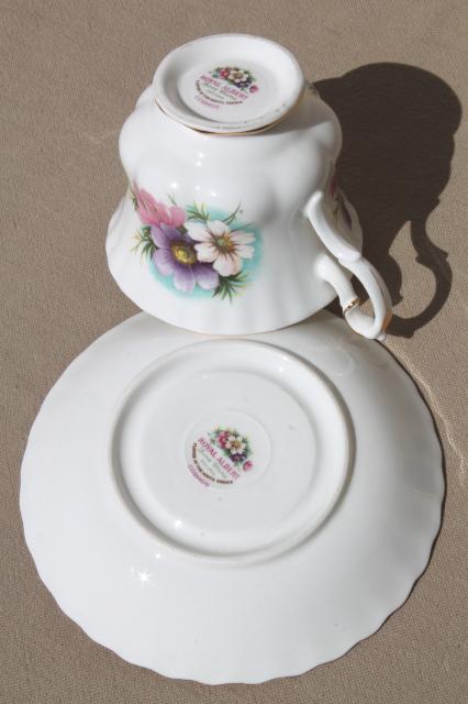 vintage Royal Albert china cup & saucer for October birthday, birth month flowers