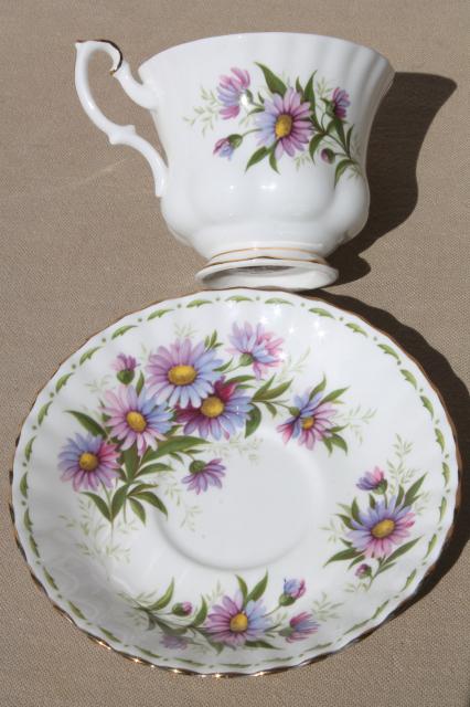 vintage Royal Albert china cup & saucer for September birthday, birth month flowers