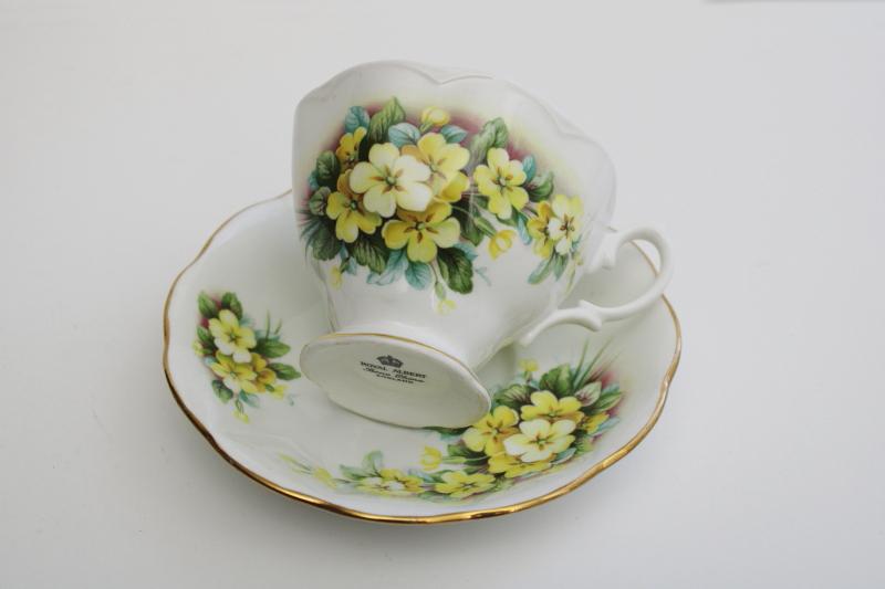 vintage Royal Albert yellow primroses tea cup & saucer, friendship series