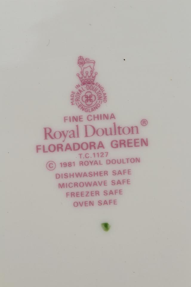 vintage Royal Doulton Floradora green trim china turkey platter, made in England