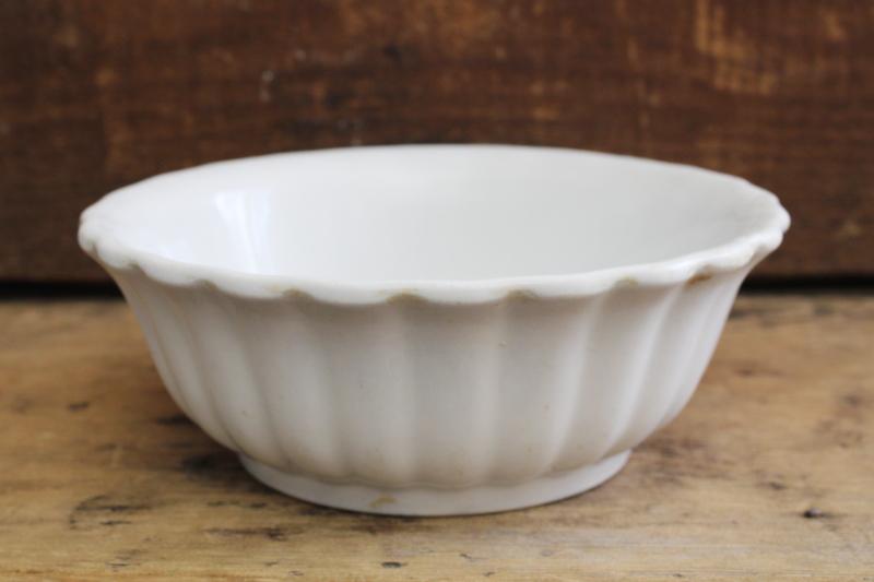 vintage Royal Patent Ironstone England china bowl w/ fluted ladyfinger shape