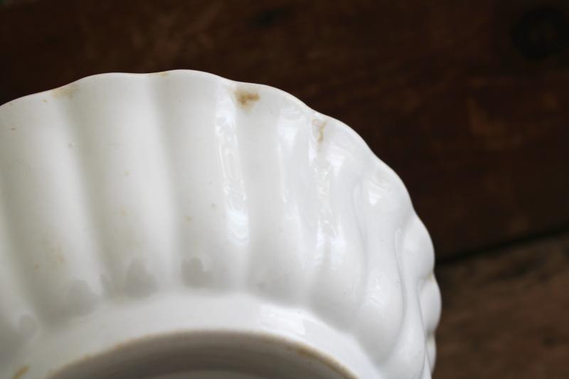 vintage Royal Patent Ironstone England china bowl w/ fluted ladyfinger shape