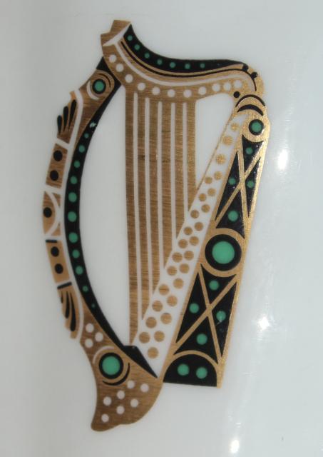 vintage Royal Tara Galway Ireland fine bone china cream & sugar set, Irish harp pattern
