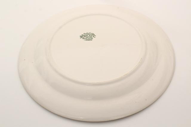 vintage Royal china green willow round platter or cake plate, blue willow in green!