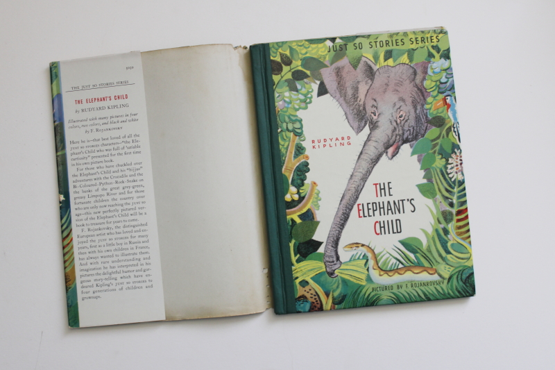 vintage Rudyard Kipling Elephant s Child, Feodor Rojankovsky illustrations
