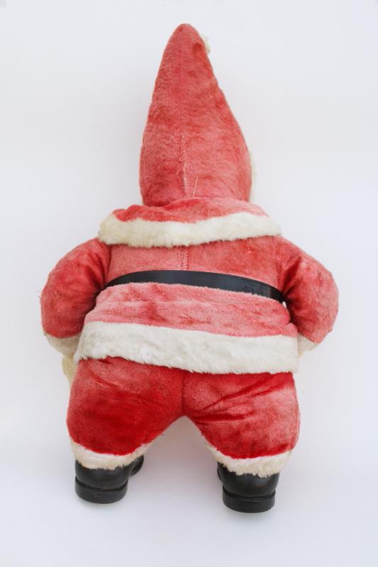 vintage Rushton Santa Claus, rubber face plush stuffed toy doll, retro holiday decor