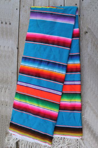 vintage Saltillo Mexican Indian blanket serape rug w/ bright colored stripes