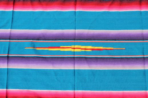 vintage Saltillo Mexican Indian blanket serape rug w/ bright colored stripes
