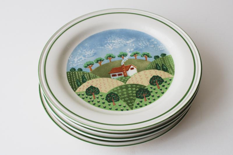 vintage Sango Country Cottage stoneware dinnerware, set of four salad plates
