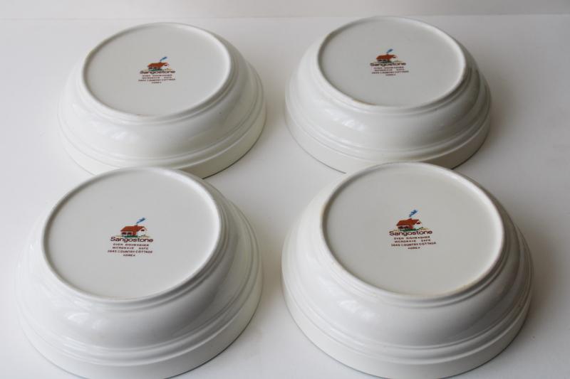 vintage Sango stoneware dinnerware, Country Cottage pattern cereal bowls 