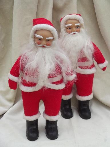 Vintage Santa Claus Doll Felt Clothes Plastic Face Christmas Doll Ornament White Boots