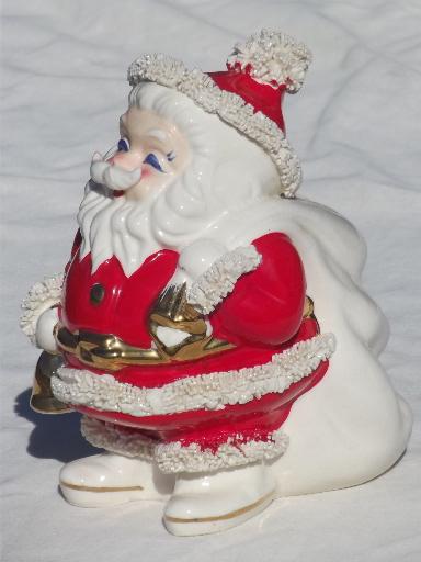 vintage Santa savings bank, retro ceramic spaghetti Santa Claus made in ...