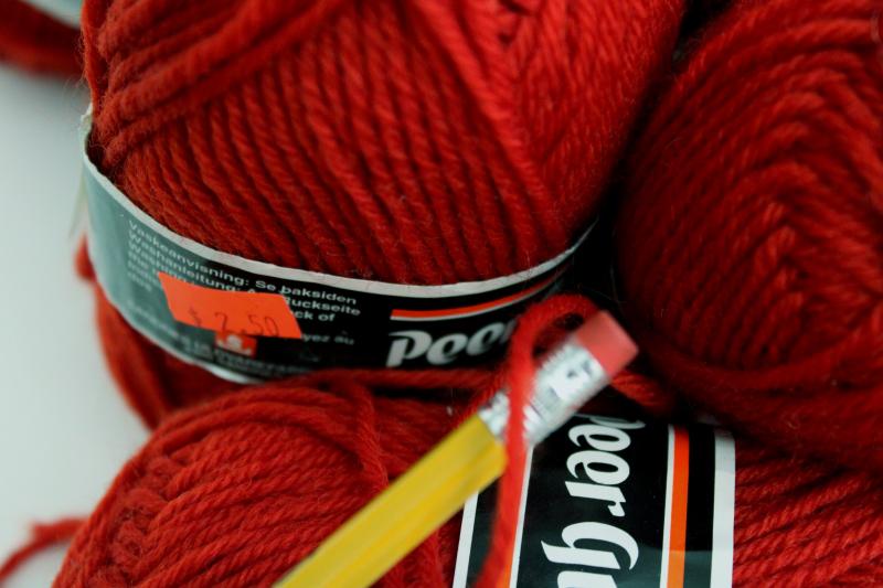 vintage Scandinavian pure wool yarn, 6 skeins Christmas red for knitting, crochet or crafts
