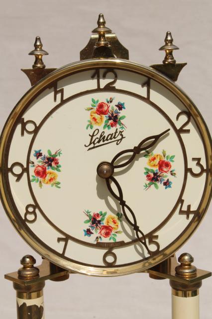 vintage Schatz - Germany brass clock & glass dome, replacement parts or restoration clock