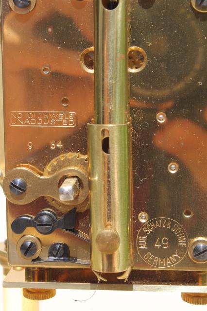 vintage Schatz - Germany brass clock & glass dome, replacement parts or restoration clock