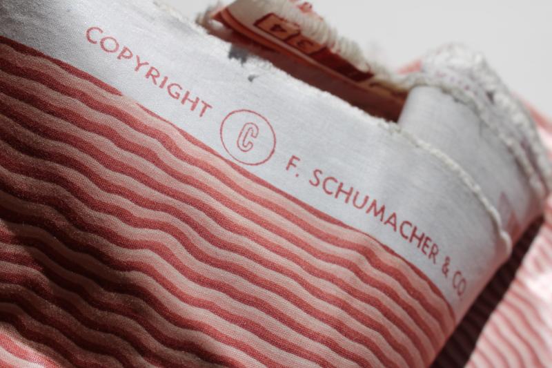vintage Schumacher print fabric, factory second glazed chintz & plain cotton