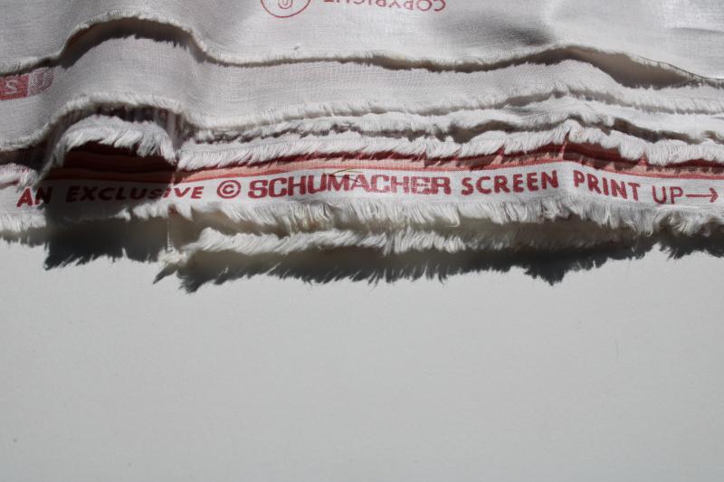 vintage Schumacher print fabric, factory second glazed chintz & plain cotton