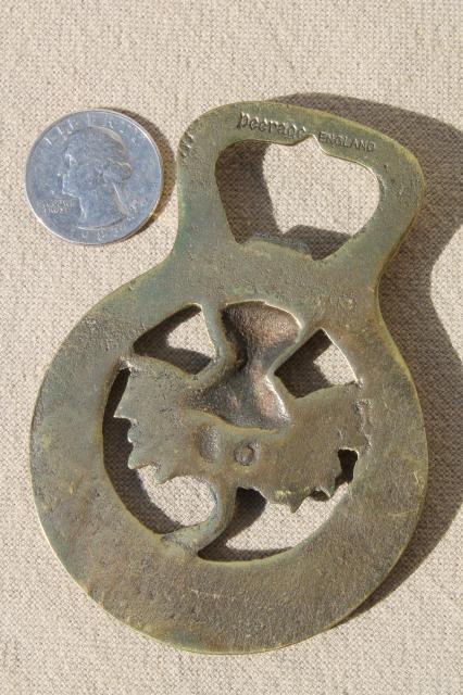 vintage Scots thistle horse brass, English brass horse tack ornament