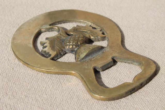 Vintage Peerage England Brass BOTTLE TOP OPENER, 2 1/2 Diameter, Thistle  Design