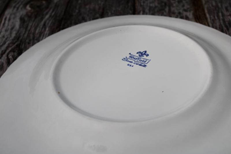 vintage Sheffield USA bone white fluted china dinner plates set of four